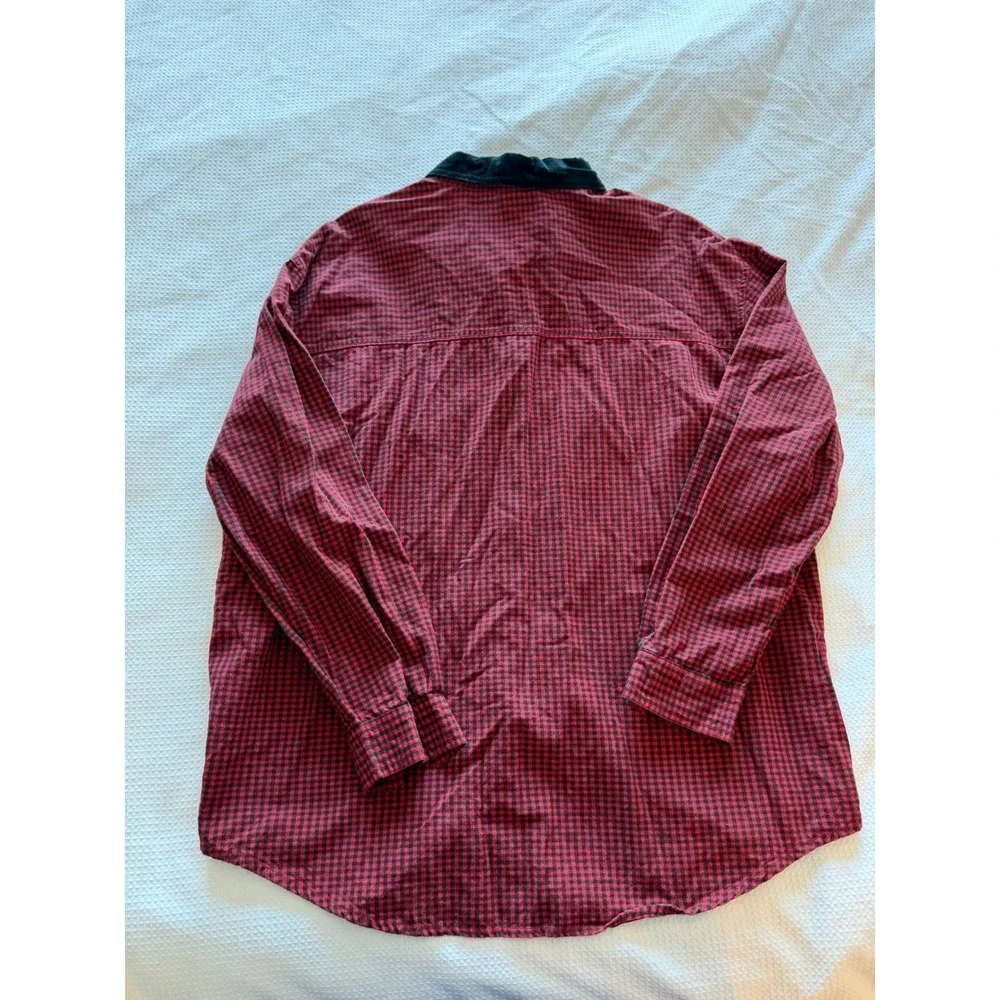 Nutcracker Mens Christmas Gingham Shirt Red Black Velvet Collar Santa XL